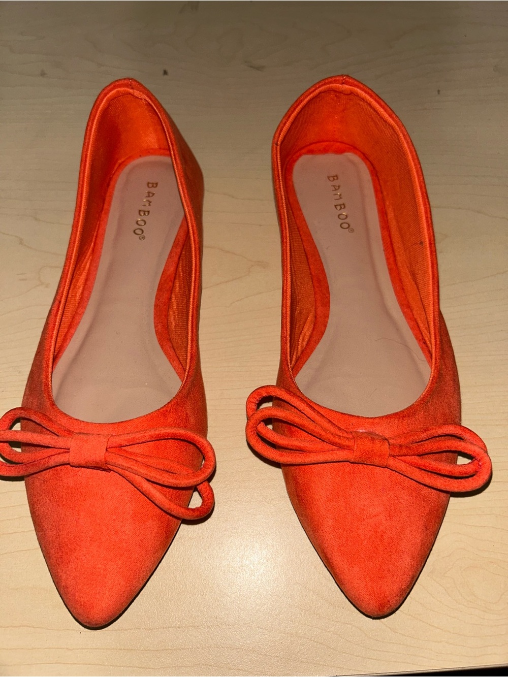 BAMBOO Pointed-Toe Bow Flats